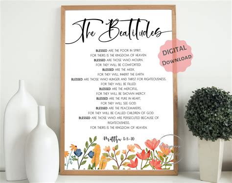 The Beatitudes Matthew Niv Printable Bible Verse Etsy