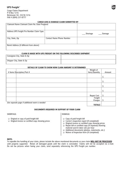 Top Ups Freight Claim Form Templates Free To Download In Pdf Format