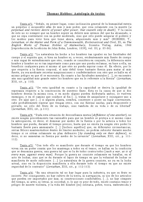 Textoshobbes muy bueno Thomas Hobbes Antología de textos Texto nº1