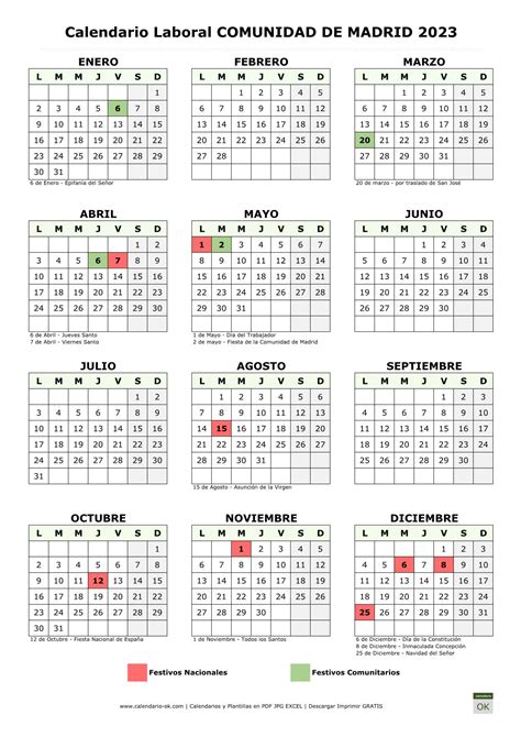 Calendario Laboral Comunidad De Madrid Pdf