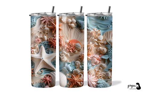 D Seashells Beach Oz Skinny Tumbler Graphic By Gingerdesign