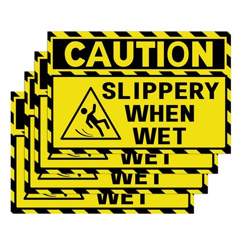 Buy 4 Pack Caution Floor Slippery When Wet Sign 4 X 6 Inch Vinyl Wet