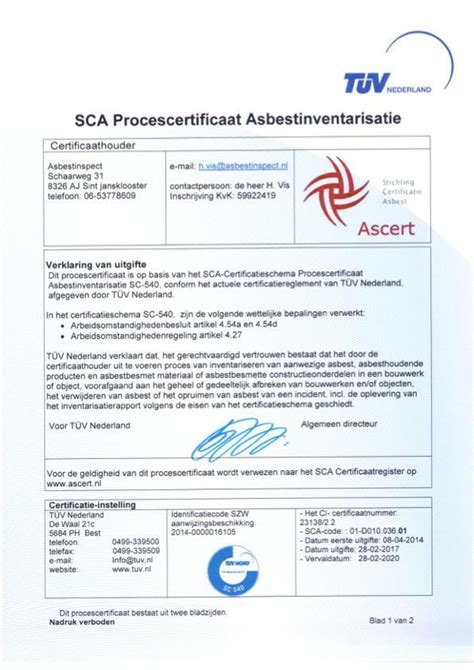 Rapportage Asbestinventarisatie Conform Certificatieschema