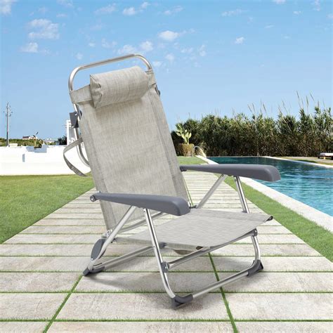 CHAISE TRANSAT DE Plage Pliante Avec Accoudoirs Mer Aluminium Gargano