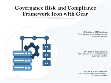 Governance Risk And Compliance Framework Icon With Gear Presentation Graphics Presentation