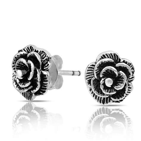 Flourishing Studs Sterling Silver Flower Earrings Silver Flower Studs