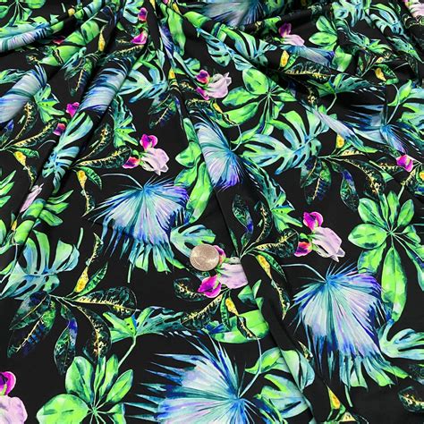 Pink Flowers White Background Print Nylon Lycra Spandex Fabric 4 Way Strech By Yard For Swimwear