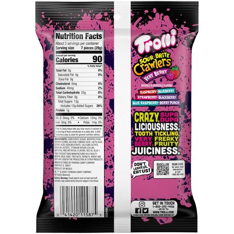 Trolli Sour Brite Crawlers Very Berry Gummi Candy 5 Oz Bag In 2022 Gummy Worms Berries