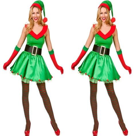 Free Shipping Adult Ladies Xmas Sexy Elf Fancy Dress Costume Christmas