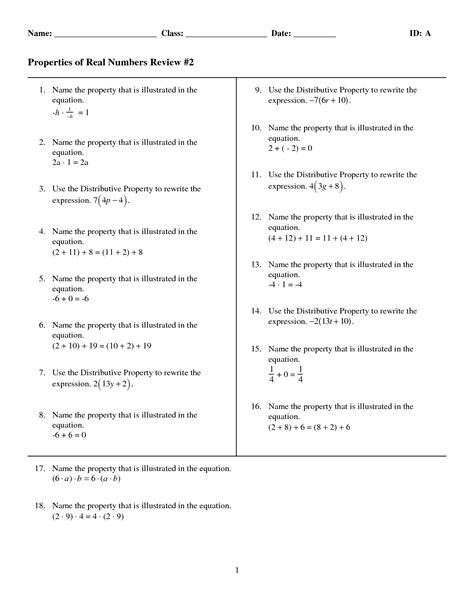 Best Images Of Properties Of Real Numbers Worksheet Real Number