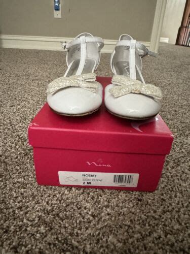 Girls Nina White Dress Shoes Size 2m Ebay