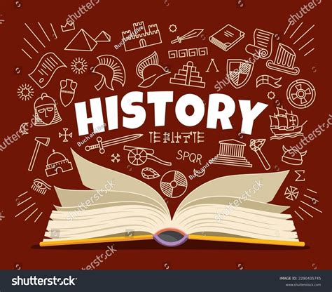 History Textbook Symbols Icons On School Stock Vector Royalty Free
