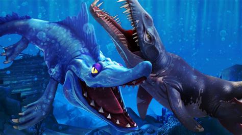 Mosasaurus Vs Liopleurodon Hungry Shark World Vs Hungry Shark Primal