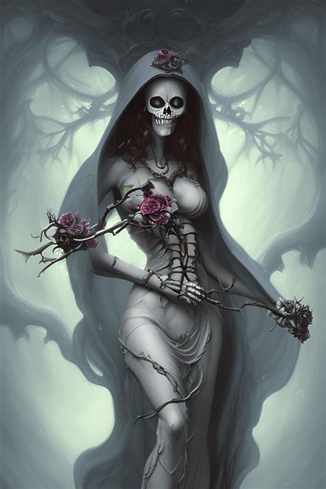 Beautiful Female Grim Reaper Skeleton Graphic · Creative Fabrica