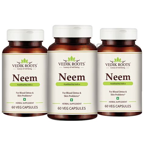 Vedikroots Neem Veg Capsule 60 Each Buy Combo Pack Of 3 0 Bottles At