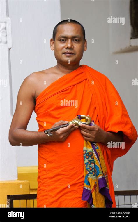 Buddhist Monk At Asigiriya Maha Vihara Monastery Kandy Sri Lanka