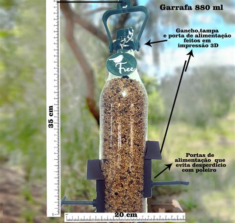 Kit Comedouro Bebedouro Pássaros Livres Garrafa Vidro Elo7