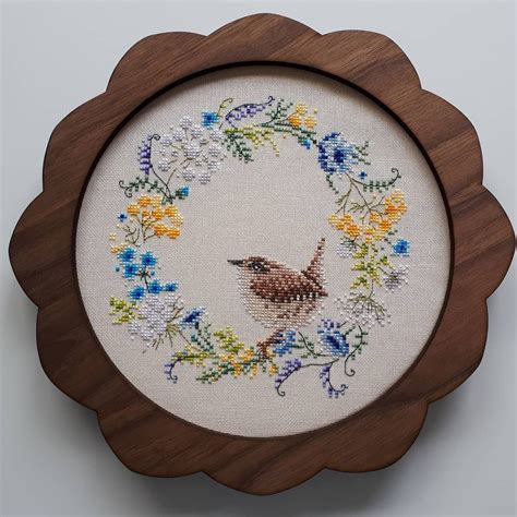 Cross Stitch Frame Scallopedflower Embroidery Hoop Wood Decorative