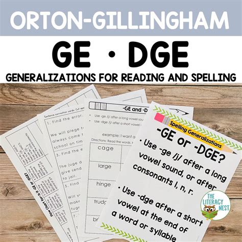 GE And DGE Spelling Rules For Orton Gillingham Lessons The Literacy Nest