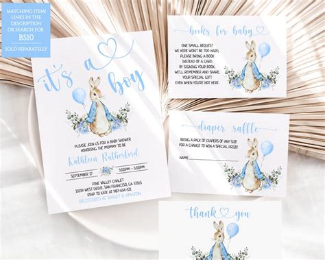 Peter Rabbit Baby Shower Invitation Editable Invite Template Etsy