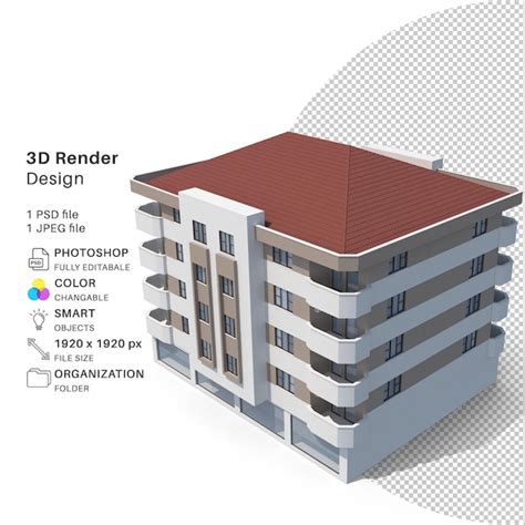 Edificio de apartamentos Modelación 3D Archivo PSD Edificio realista