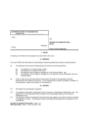 WPF EM 01 0400 Decree Of Emancipation DCE Washington Doc Template