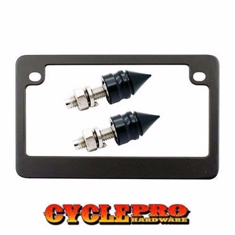 Black Fat Spike Billet Lic Tag Bolts Black Motorcycle License Plate