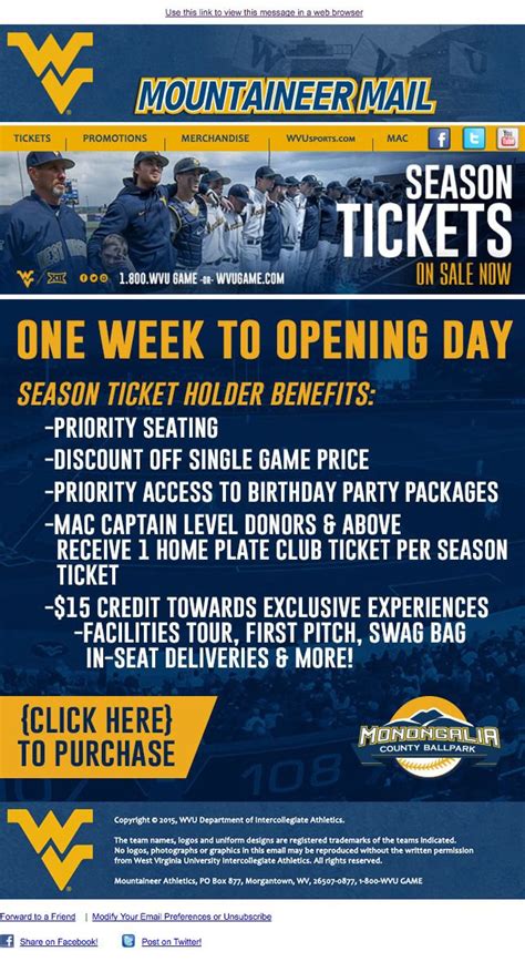 WVU17 Season Tickets On Sale Now. Designed by WVU. | Season ticket, Fan ...