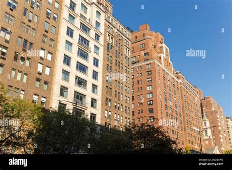 Rows Of Luxury Residential Buildings Stand Along Park Avenue In New