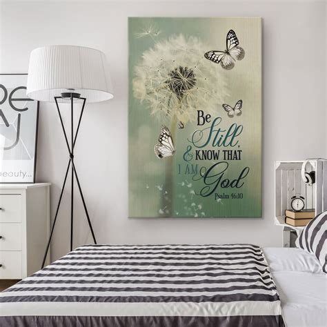 Psalm 4610 Dandelion Butterfly Canvas Wall Art Bible Verse Wall Art Canvas Christ Follower Life