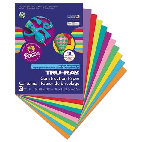 Pacon Tru Ray Construction Paper 76 Lb Text Weight 9 X 12 Assorted Bright Colors 50 Pack