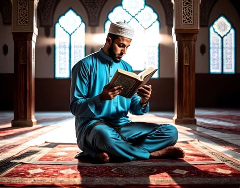 Premium Photo Muslim Man Reading Quran In Mosque