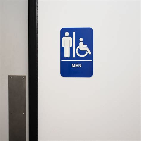 Ada Mens Restroom Sign With Braille Blue And White 9 X 6