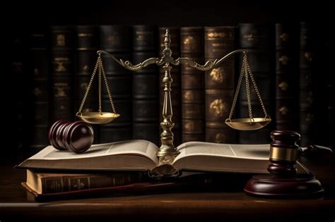 Premium Photo Law Theme Mallet Of Judge Books And Scales Of Justice