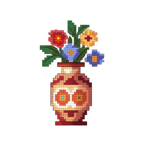 premium ai image pixel flower vase icon illustration