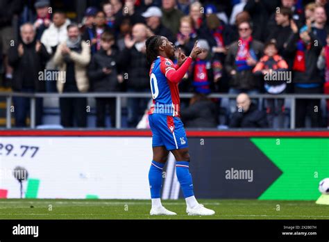 Eberechi Eze of Crystal Palace celebrates his goal during the Premier ...