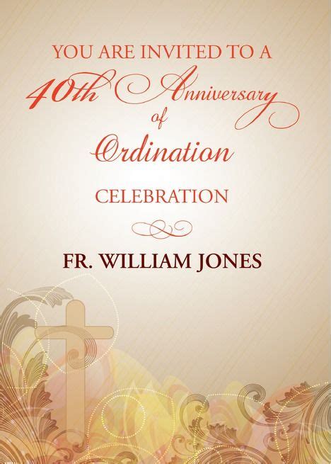 Th Anniversary Of Ordination Invitation For Priest Card