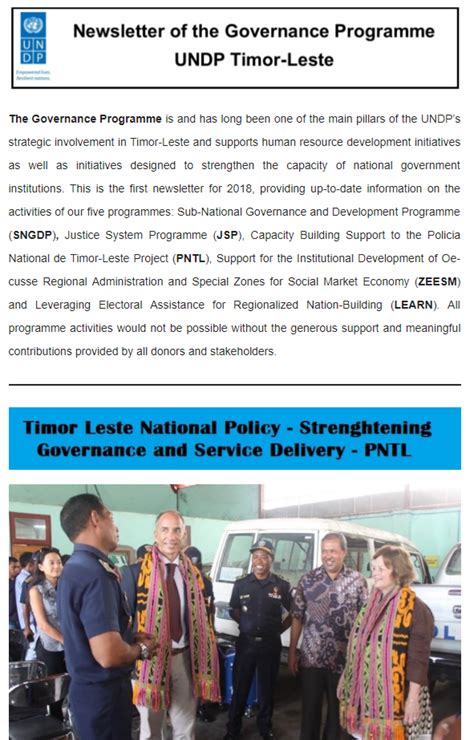 Undp Governance Programme Newsletter United Nations Development Programme