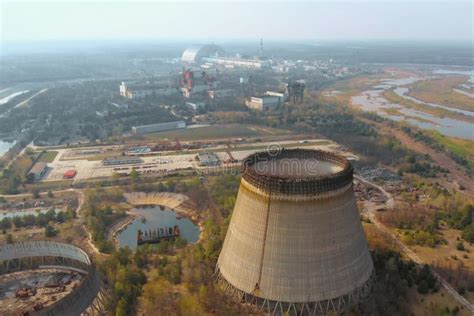 Chernobyl Elektrownia J Drowa Ukrine Widok Z Lotu Ptaka Zdj Cie Stock