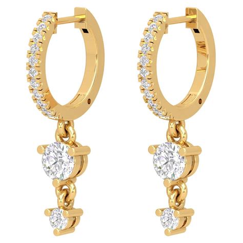 Diamond Gold Double Hoop Earrings at 1stDibs