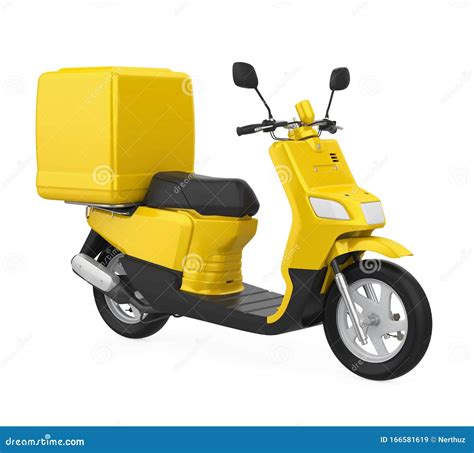 Yellow Motorcycle Delivery Box Isolated Stock Illustration