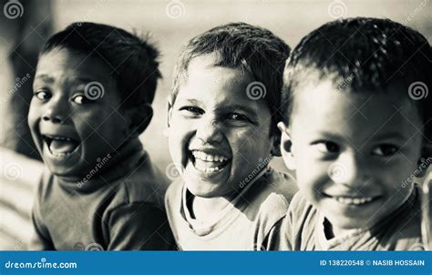 Three Poor Kids Smiling Together Editorial Stock Photo Image Of