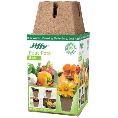 Jiffy Peat Pot Square 8 Pack Seed Raising Gardenworld Nursery