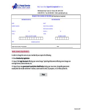 Fillable Online REQUEST FOR CHANGE OF RECORDS Fax Email Print PdfFiller