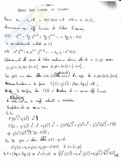 Analisi Matematica Le Equazioni Differenziali Di Eulero