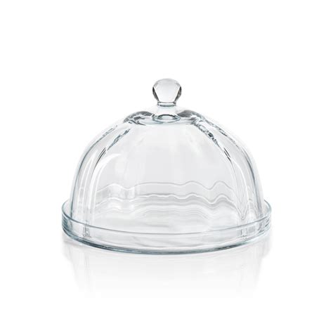 Loulou Optic Pastry Glass Plate With Cloche