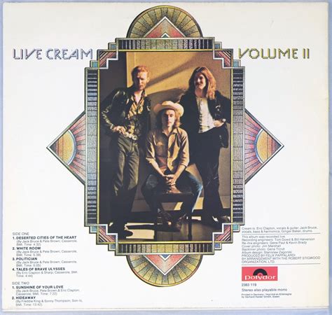 Cream Live Cream Ii With Eric Clapton Album Cover Gallery And 12 Vinyl