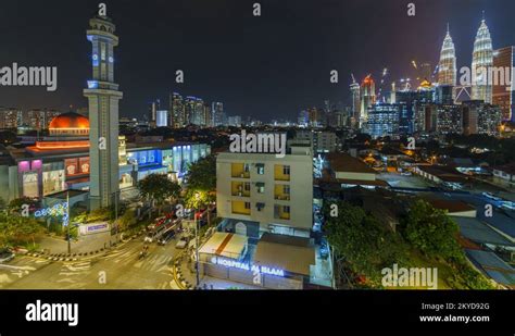 Kuala Lumpur Night View Of The City Centre From Kg Baru In 4k Stock