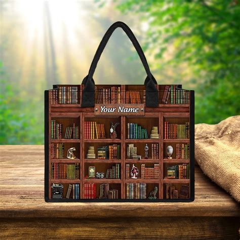 Personalized Library Book Shelf Canvas Tote Bag Custom Name Librarian Bag For Bookish Bookworm