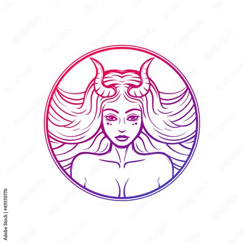 Succubus Demon Girl Woman With Horns Vector Art Stock Vector Adobe